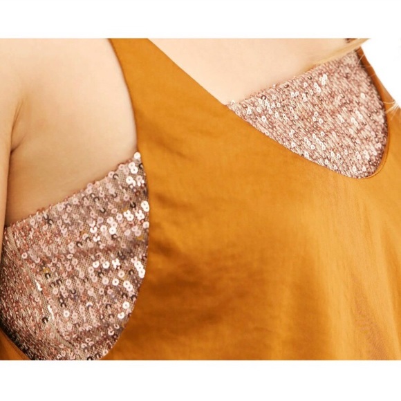 FP Rose-Gold Sparkling Mesh Bandeau with Shimmering Amber Adjustable Camisole - Picture 5 of 16